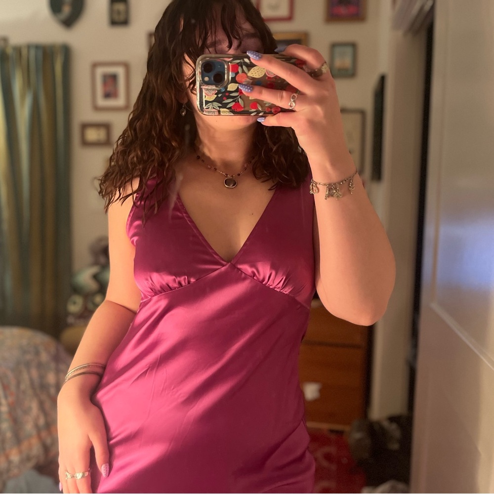 Elegant Pink Satin Nightgown